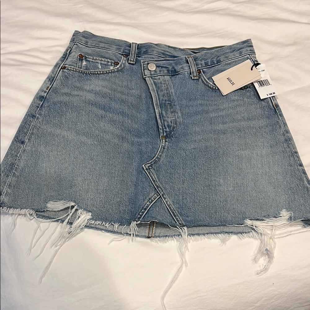 Agolde Criss Cross Denim Skirt Size 27 NWT